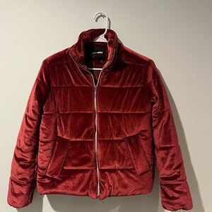 Fashion Nova Women’s Rich Red Velvet Jacket, Size XS